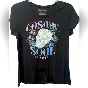 Cosmic skull graphic tee shirt NWOT